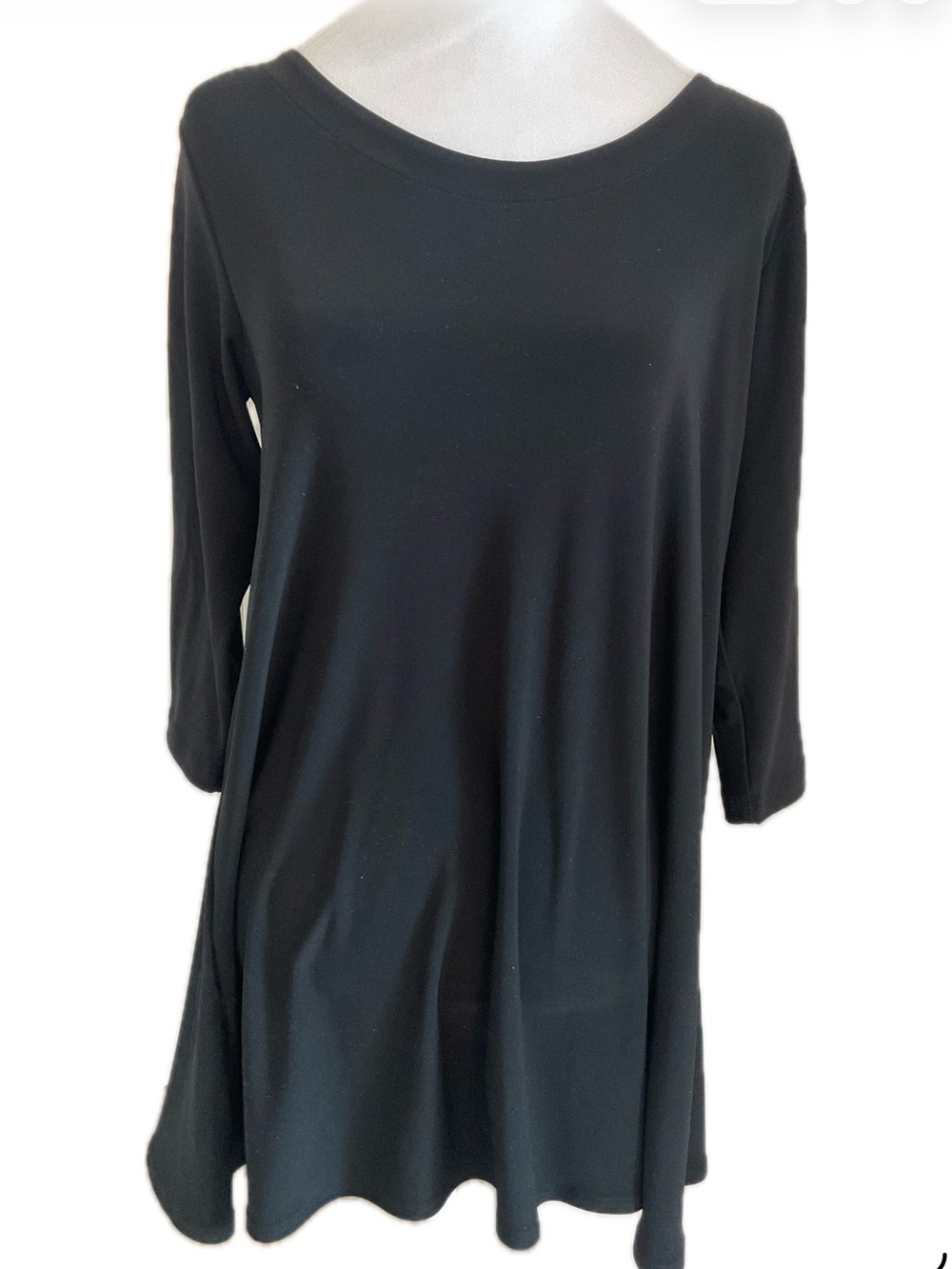 Sympli Black Scoop Neck with Criss-cross back Tunic - 3/4 Sleeve